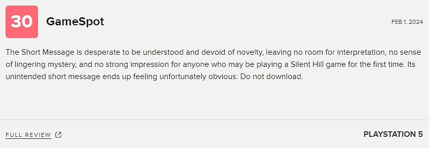 《沉默之丘:短訊》M站媒體均分50 玩家評分僅有6.6 《沉默之丘:短訊》M站媒體均分50 玩家評分僅有6.6