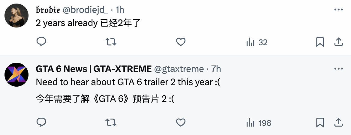 距R星官宣《GTA6》正開發已兩年 首支預告等了22個月