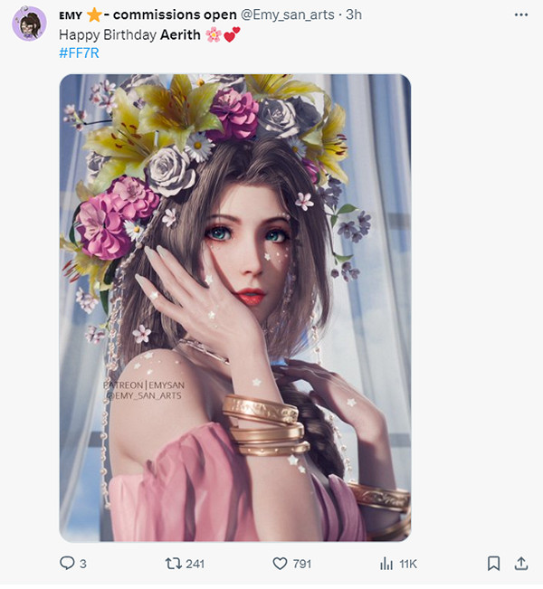 《FF7重生》愛麗絲生日快樂！大量粉絲曬同人圖慶生！