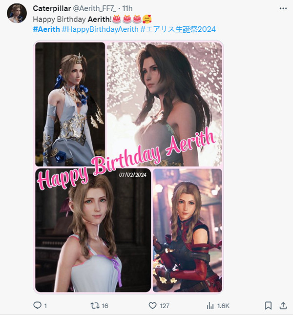 《FF7重生》愛麗絲生日快樂！大量粉絲曬同人圖慶生！