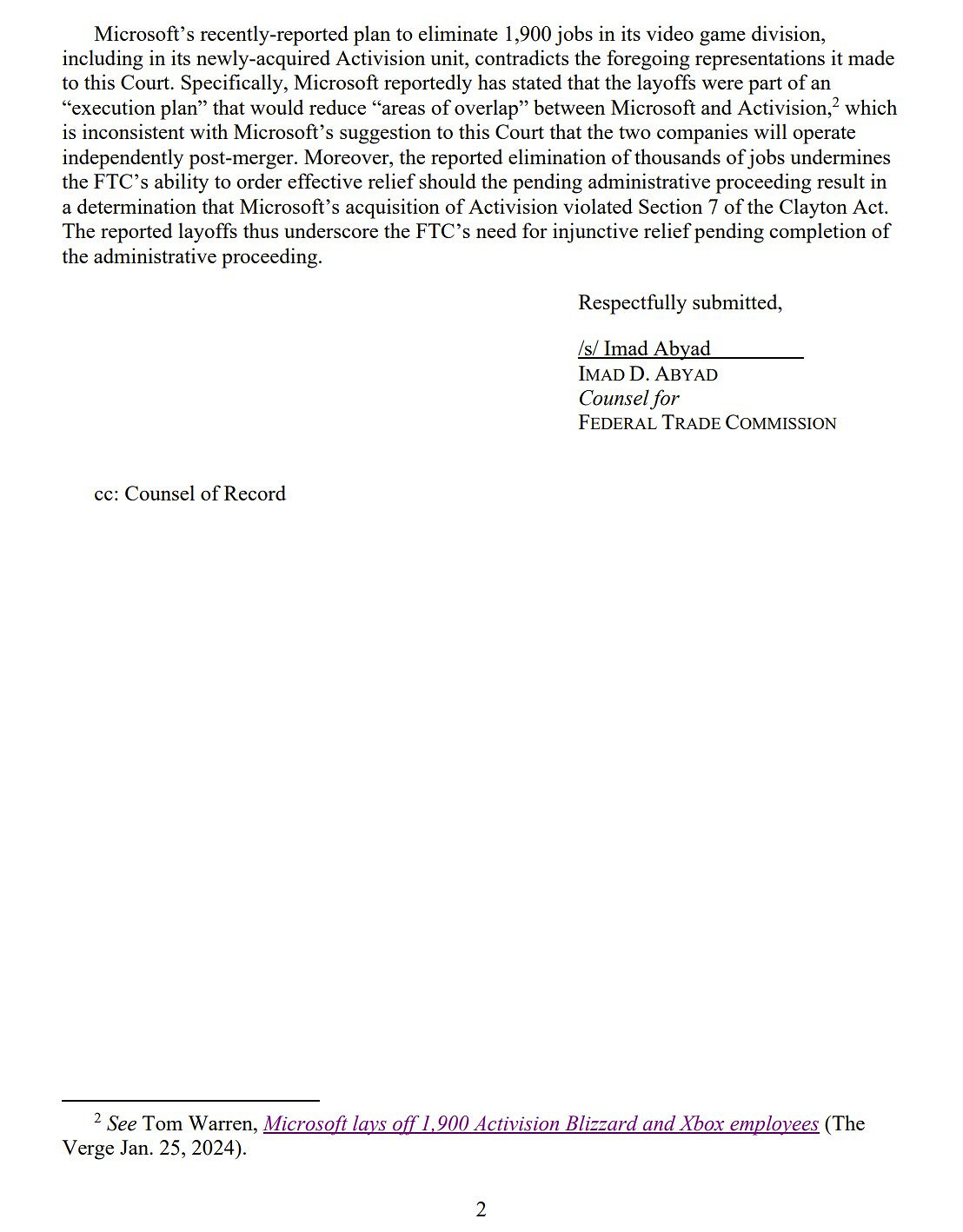 微軟裁員1900人被FTC上訴：此舉違背動暴獨立營運說辭