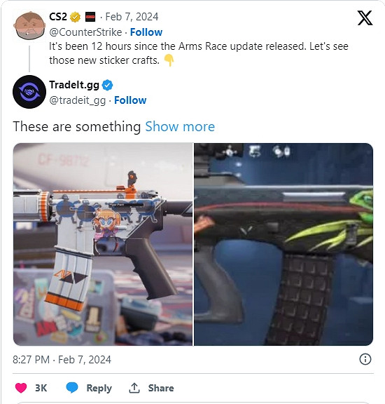 《CS2》全新貼紙系統被玩壞！各種地獄梗大量出現中