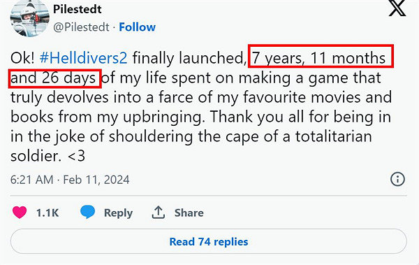 《絕地潛兵2》首席執行官透露：遊戲開發時間近8年