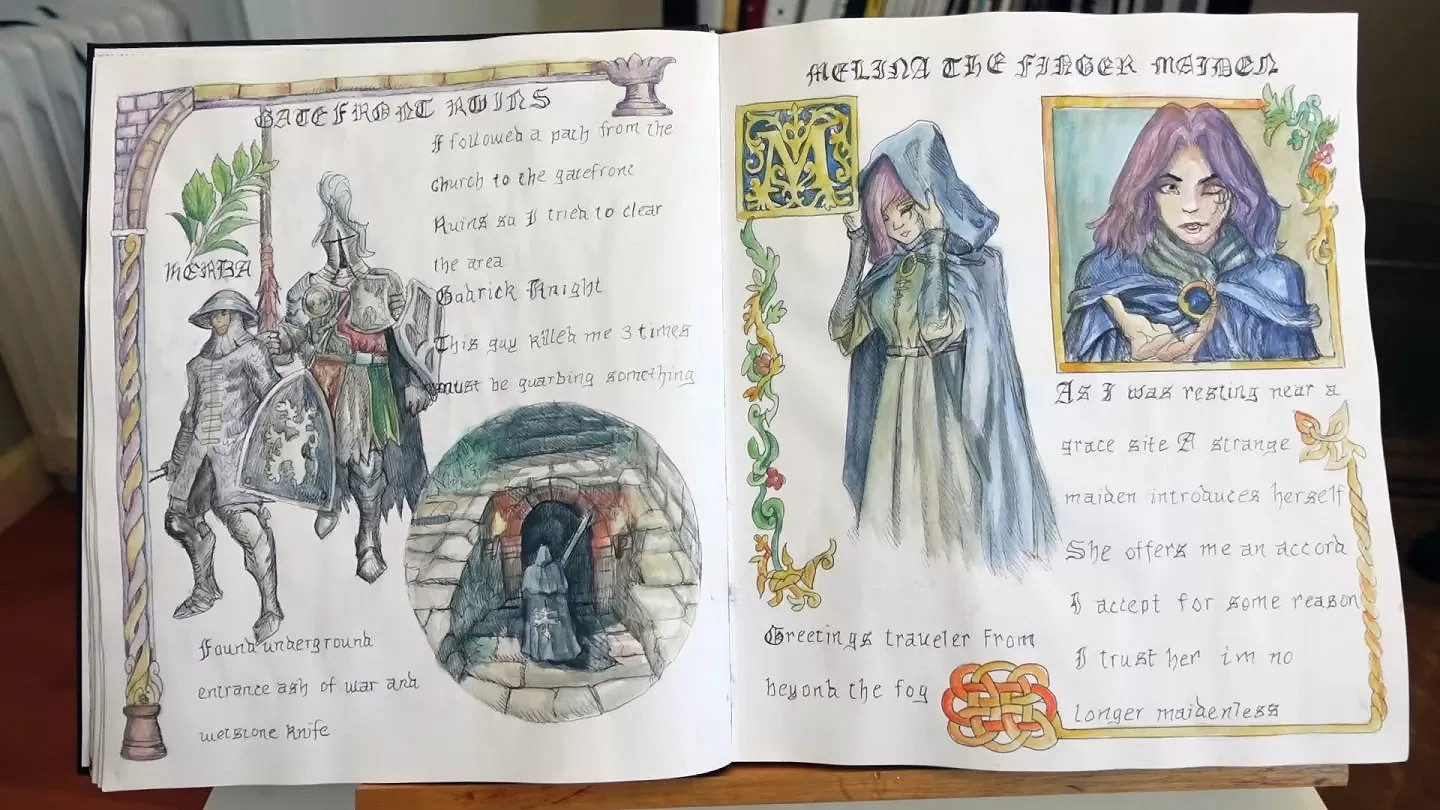 粉絲仿《大鏢客2》亞瑟日記手工繪製《艾爾登法環》日記 粉絲仿《大鏢客2》亞瑟日記手工繪製《艾爾登法環》日記