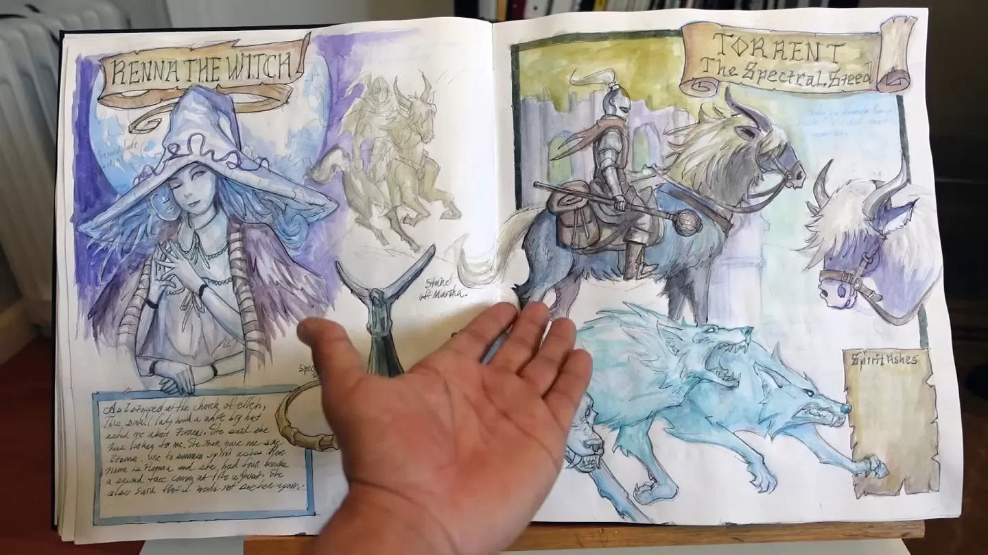 粉絲仿《大鏢客2》亞瑟日記手工繪製《艾爾登法環》日記 粉絲仿《大鏢客2》亞瑟日記手工繪製《艾爾登法環》日記