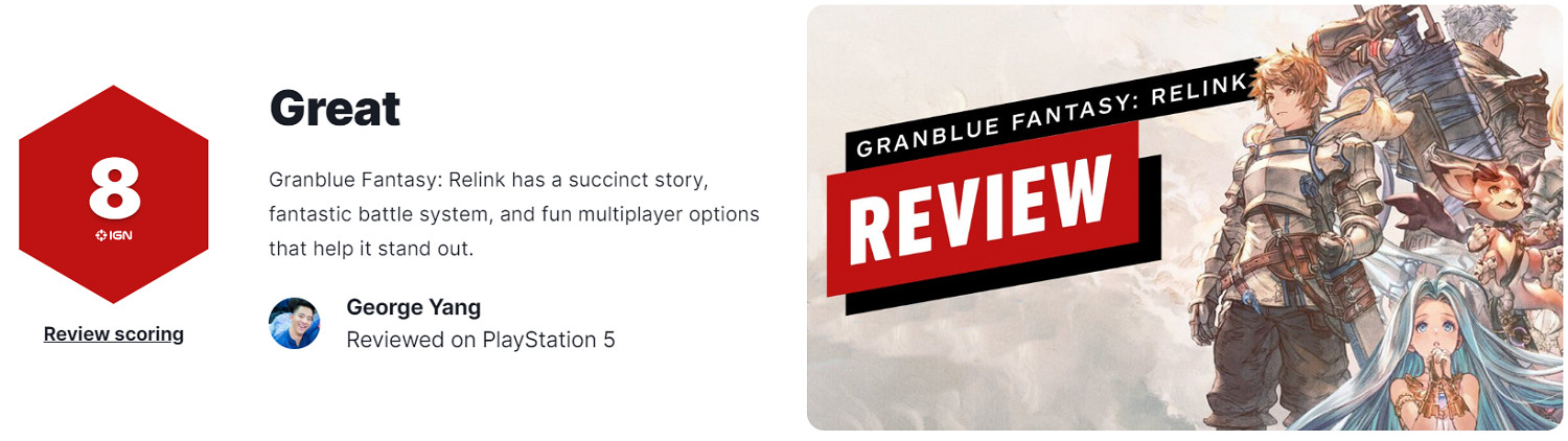 《碧藍幻想：RELINK》IGN 8分：戰鬥和多人部分有趣