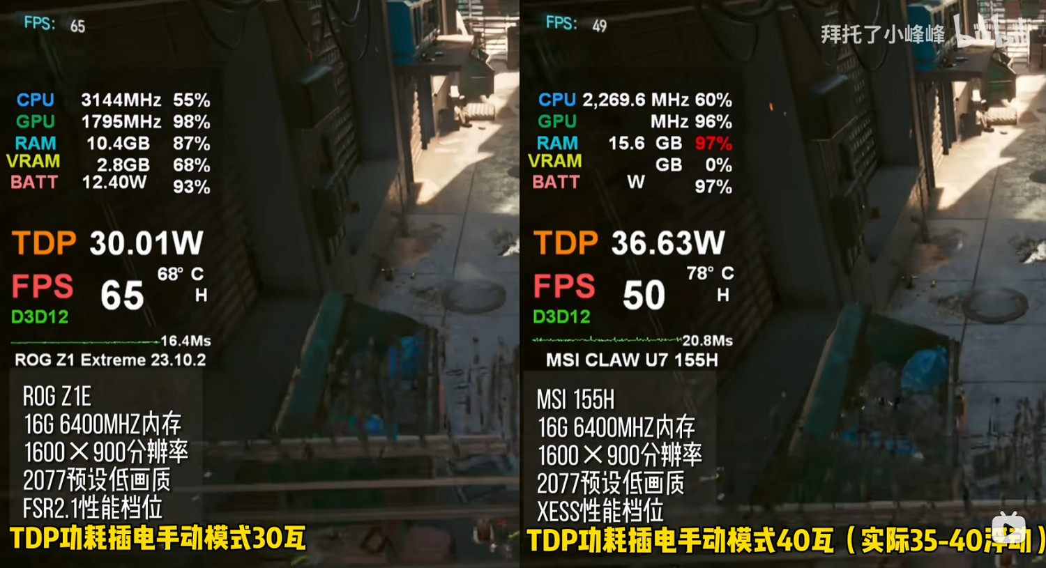 微星掌機Claw對比華碩Ally：功耗更高但性能反而更低了