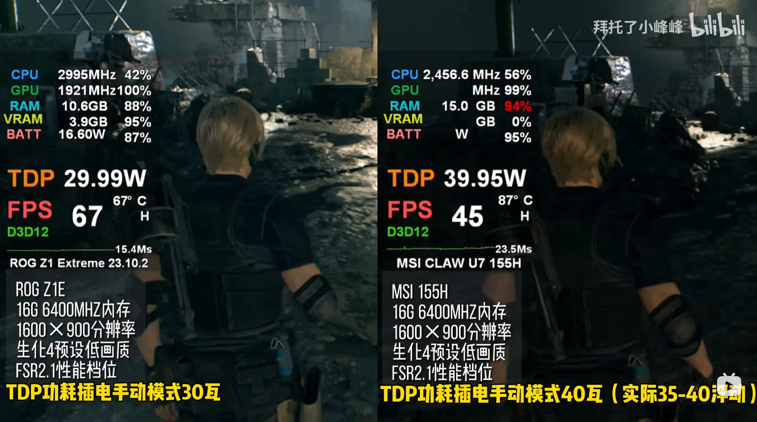 微星掌機Claw對比華碩Ally：功耗更高但性能反而更低了