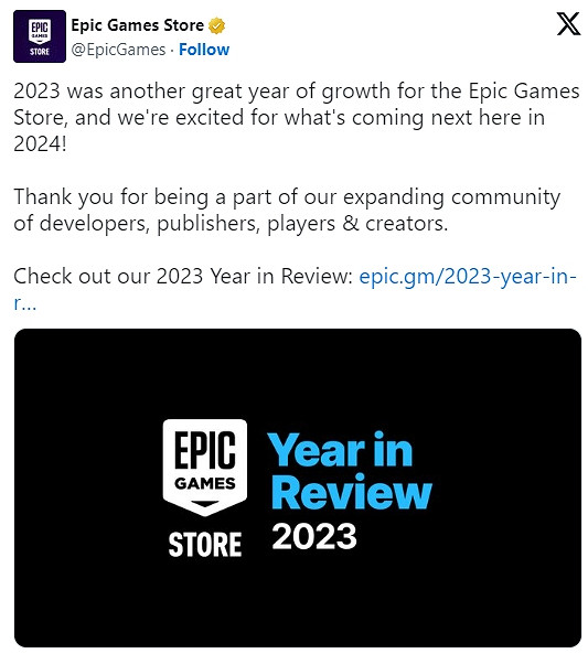 Epic公布2023年資料：9.5億美金銷售額全賴獨占遊戲