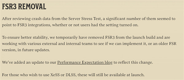 《夜鶯傳說》移除FSR 3支援:因在測試中引發大量崩潰
