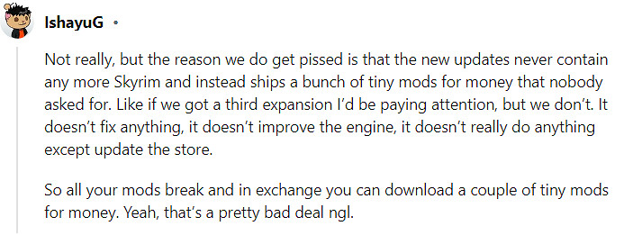 玩家懇求貝塞斯達停止發布《上古卷軸5》遊戲更新！