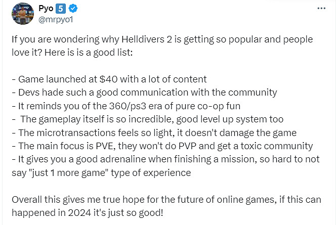 博主總結《絕地潛兵2》成功原因：售價低、小額付費輕等