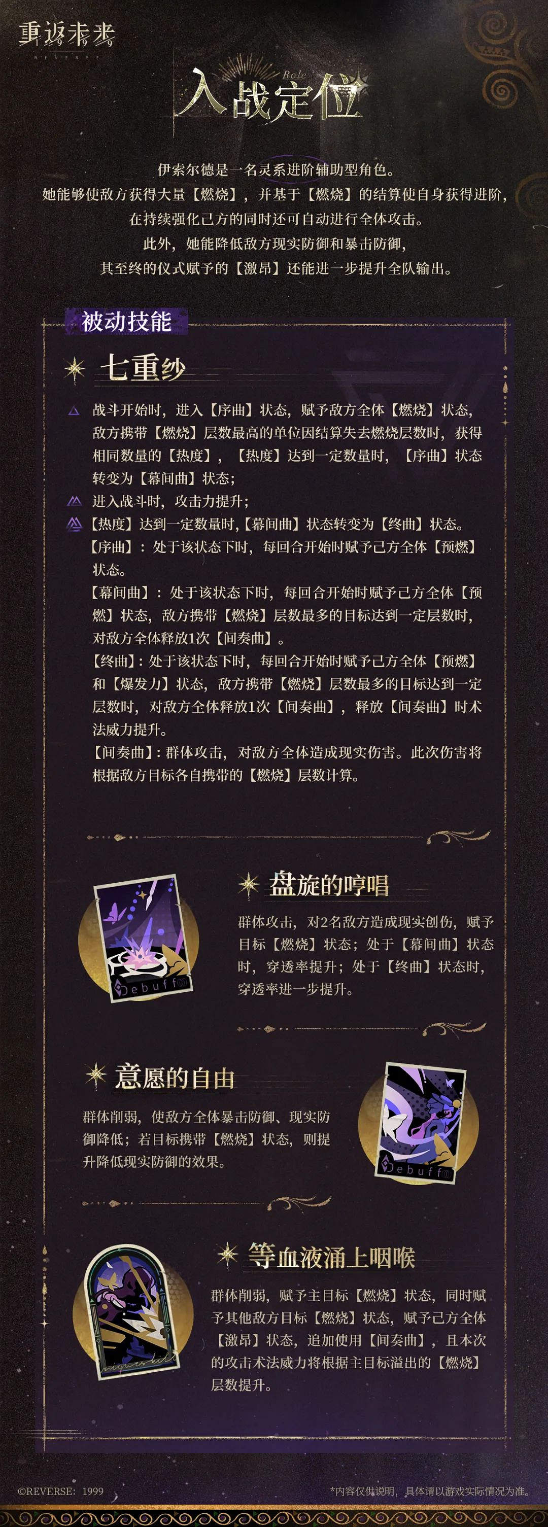 《重返未來1999》伊索爾德技能介紹 《重返未來1999》伊索爾德技能介紹