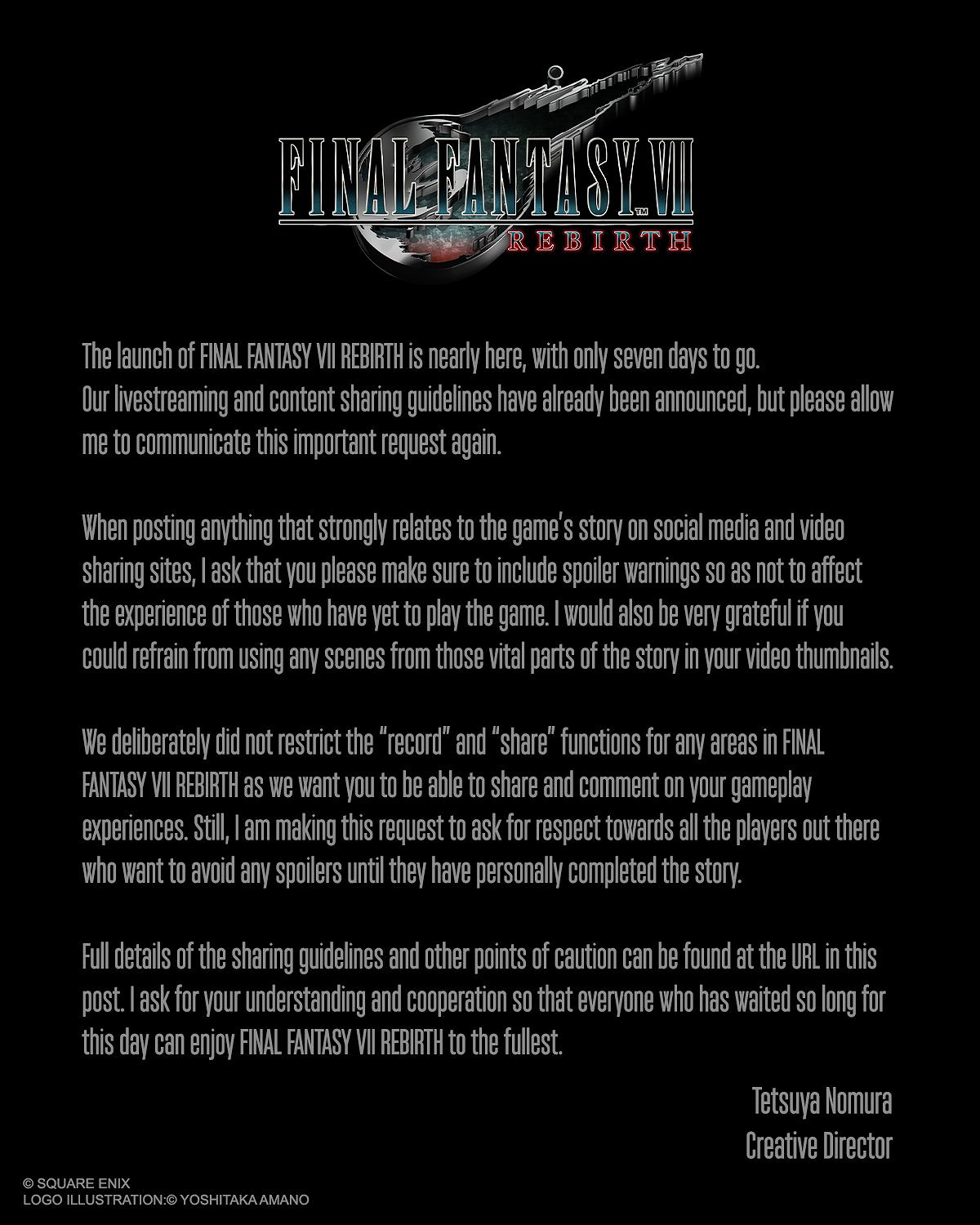 《最終幻想7：重生》即將發售！官方呼籲玩家不要劇透