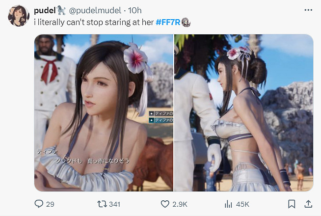 《FF7重生》泳裝蒂法引國外玩家熱議：這也太美了！