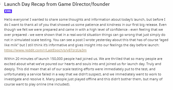 《最後紀元》總監推薦離線遊玩：修復更新檔明日推出！