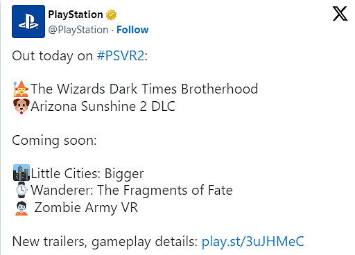 索尼目前正在測試PS VR2與PC的相容性並透露新遊戲