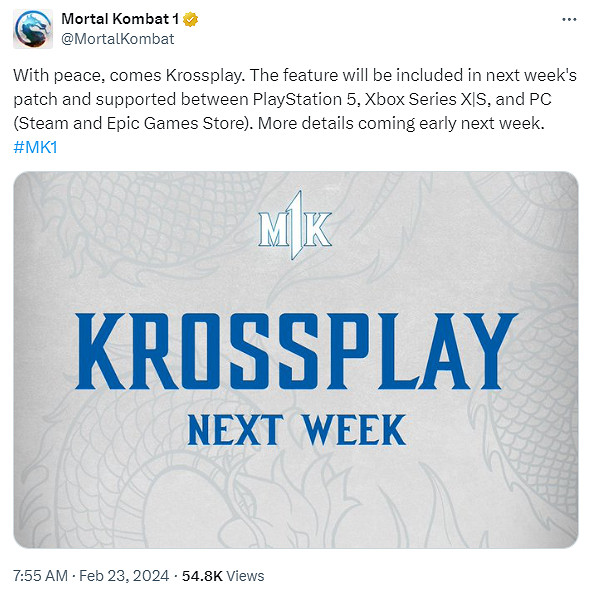 《真人快打1》跨平台連線功能下周更新！就NS平台沒有