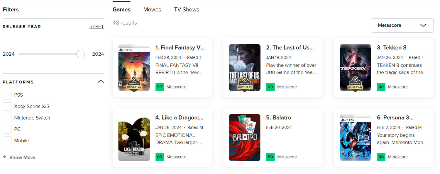 早報：《最終幻想7重生》M站93分！暫居今年第一