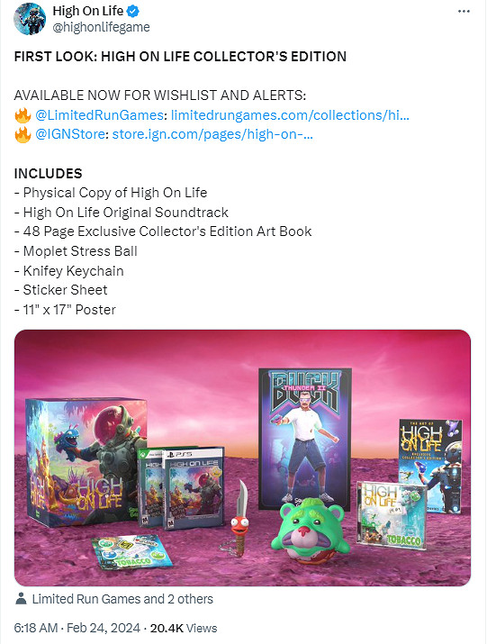 科幻喜劇FPS《High on Life》實體版2月27日開啟預購