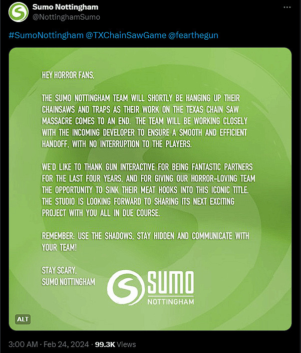 《德州電鋸殺人狂》開發商變更:不再負責後續更新 《德州電鋸殺人狂》開發商變更:不再負責後續更新