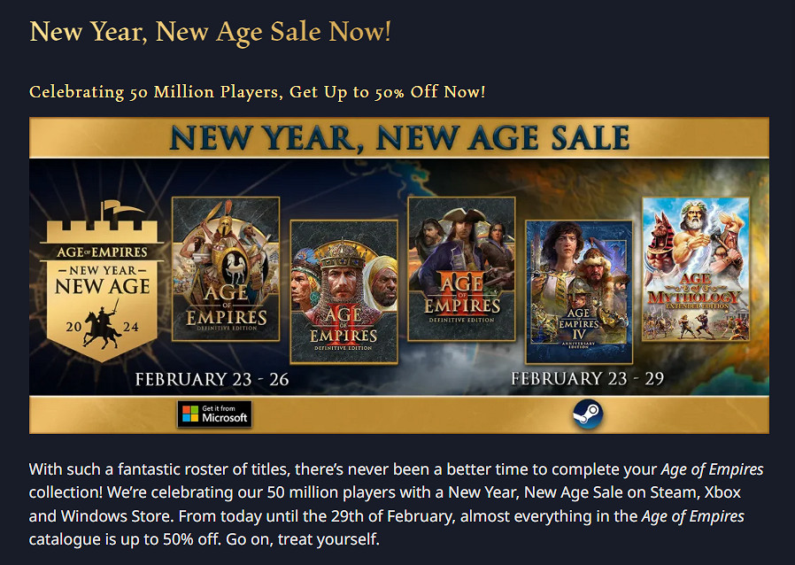 《世紀帝國》系列玩家數破5000萬！3代限時免費遊玩！