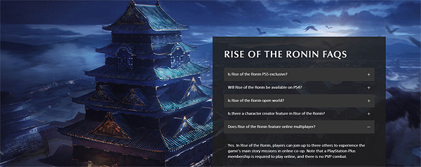 PS官方確認:《浪人崛起》支援多人線上功能 但無PVP PS官方確認:《浪人崛起》支援多人線上功能 但無PVP