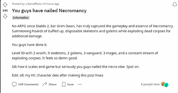 《最後紀元》死靈法師受玩家稱讚:完美還原職業精髓 《最後紀元》死靈法師受玩家稱讚:完美還原職業精髓