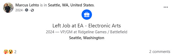 “士官長之父”帶領《戰地》工作室兩年後離職EA