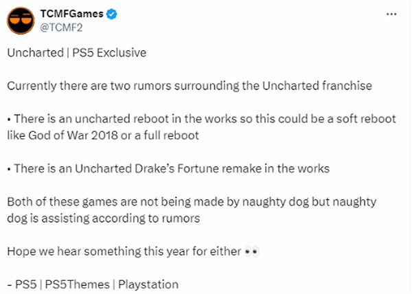 《神秘海域》新項目傳聞:重啟和初代重製版正在製作中