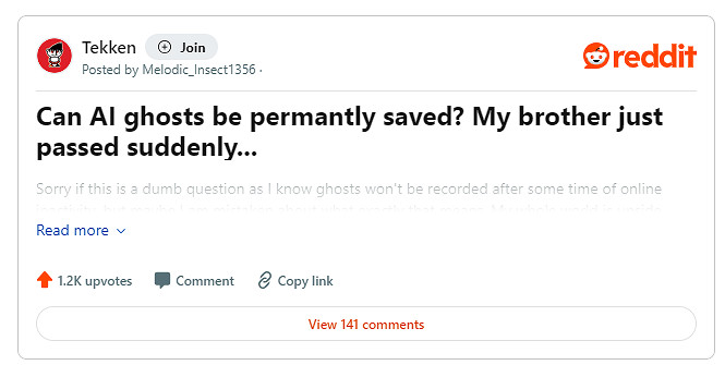 玩家失去喜愛《鐵拳8》弟弟 製作人推薦AI幽靈戰鬥！