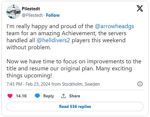 《絕地潛兵2》伺服器問題解決!開發商將全力開發DLC 《絕地潛兵2》伺服器問題解決!開發商將全力開發DLC