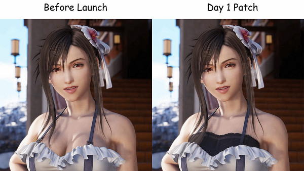 玩家惡搞《FF7重生》更新檔：泳裝蒂法胸前也多了黑布