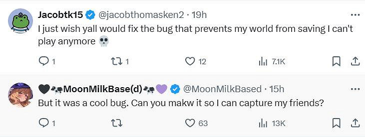 《幻獸帕魯》開發者為新更新檔無意修復了一個bug而道歉 《幻獸帕魯》開發者為新更新檔無意修復了一個bug而道歉