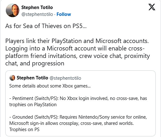 微軟留一手？PS5版《盜賊之海》註冊微軟帳號才能玩