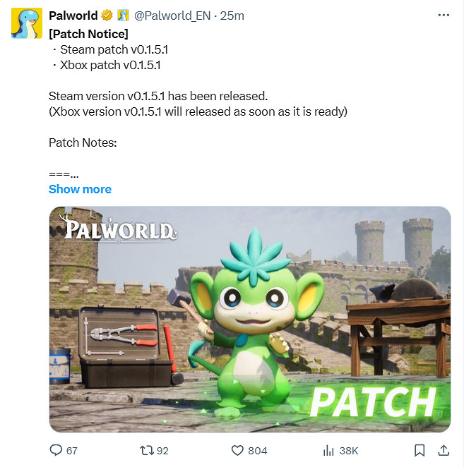 《幻獸帕魯》Steam更新v0.1.5.1版本!修復多個問題 《幻獸帕魯》Steam更新v0.1.5.1版本!修復多個問題