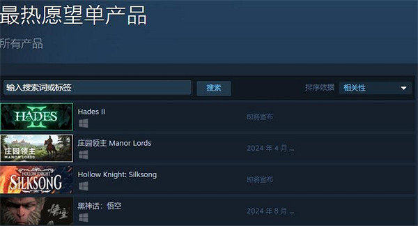 《黑神話悟空》超越《絲之歌》成為Steam關注榜第一！