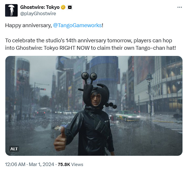 《幽靈線東京》開發商成立14周年！遊戲裡送Logo帽子