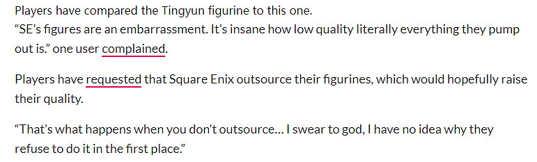 國外玩家對比FF14/崩鐵手辦：怒噴SE的品控太垃圾