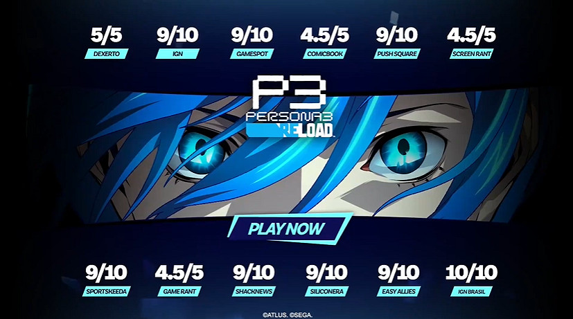 眾多好評！《女神異聞錄3Reload》媒體讚譽宣傳片公布