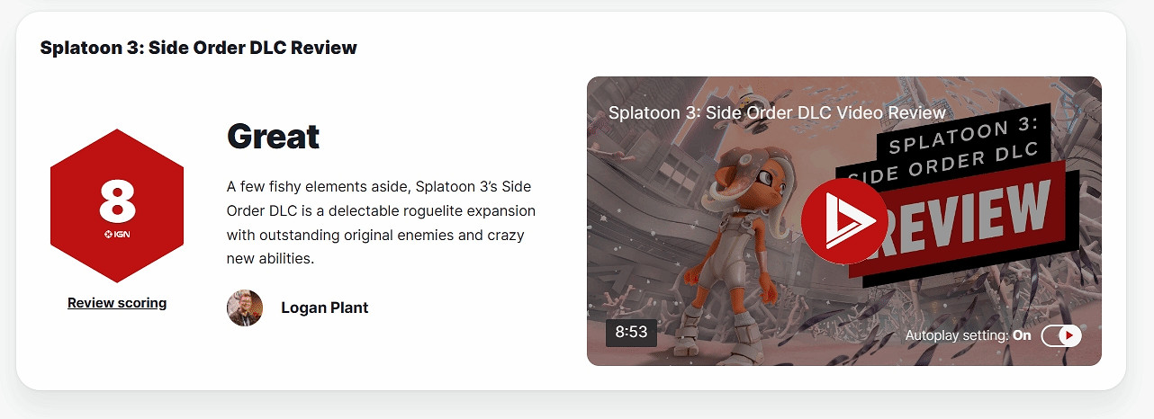 《斯普拉遁3》"秩序篇"獲IGN 8分 瑕不掩瑜值得一試