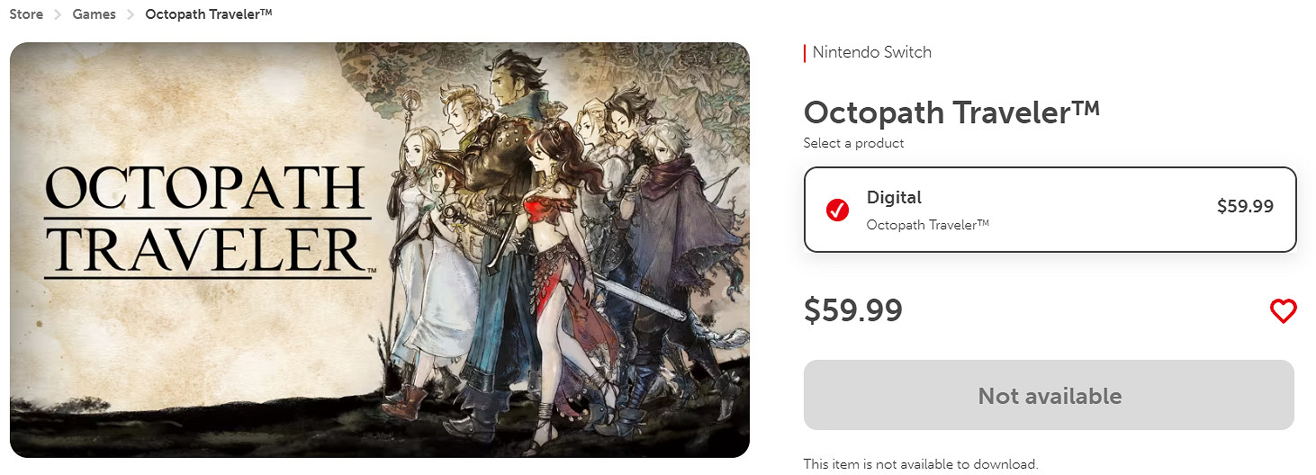 《歧路旅人》暫時下架eShop 將不再支援任虧券兌換！