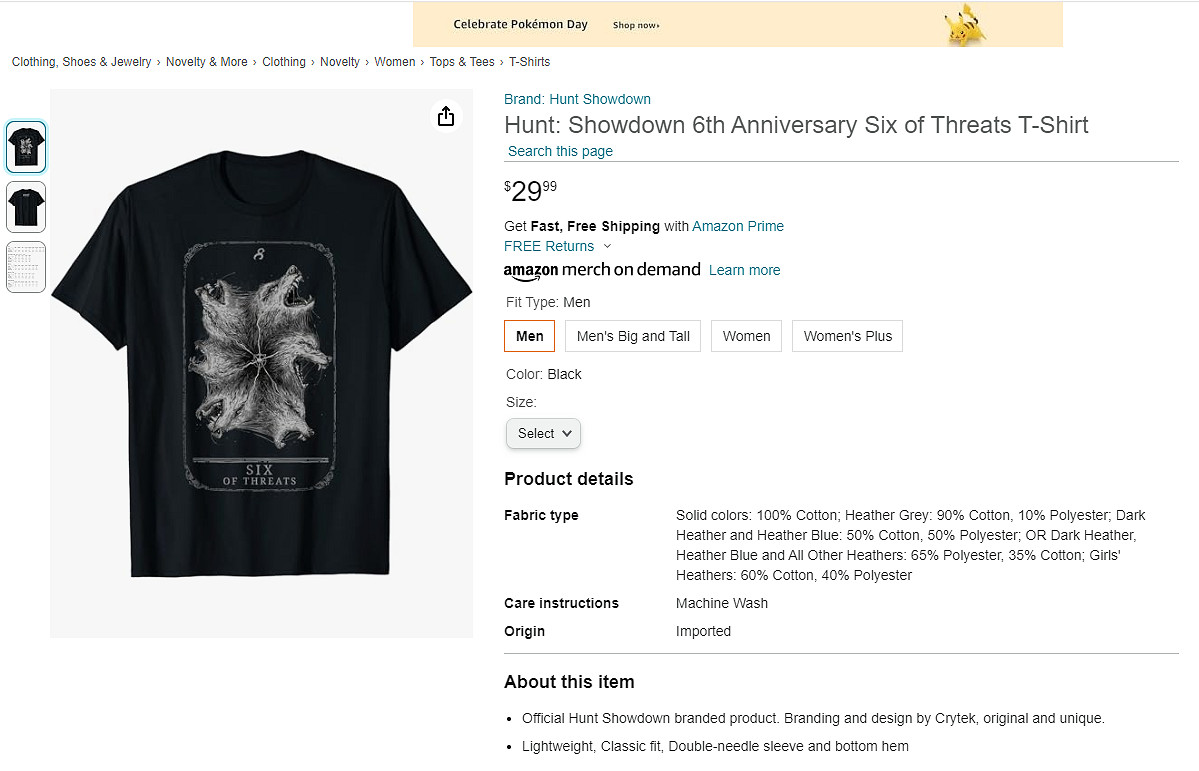 射擊遊戲《獵殺：對決》推出6周年紀念T恤：售價約新台幣935元