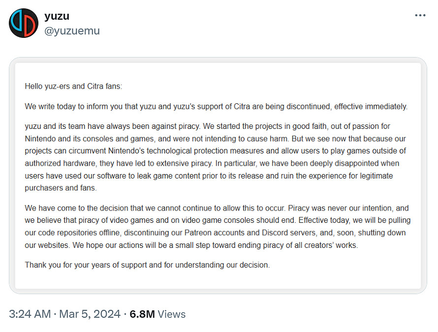 任天堂惹不起！NS模擬器Yuzu認慫：我們其實反對盜版
