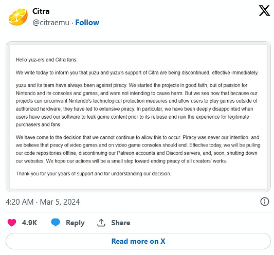 yuzu開發者的另一款任天堂3DS模擬器Citra也被迫下線 yuzu開發者的另一款任天堂3DS模擬器Citra也被迫下線