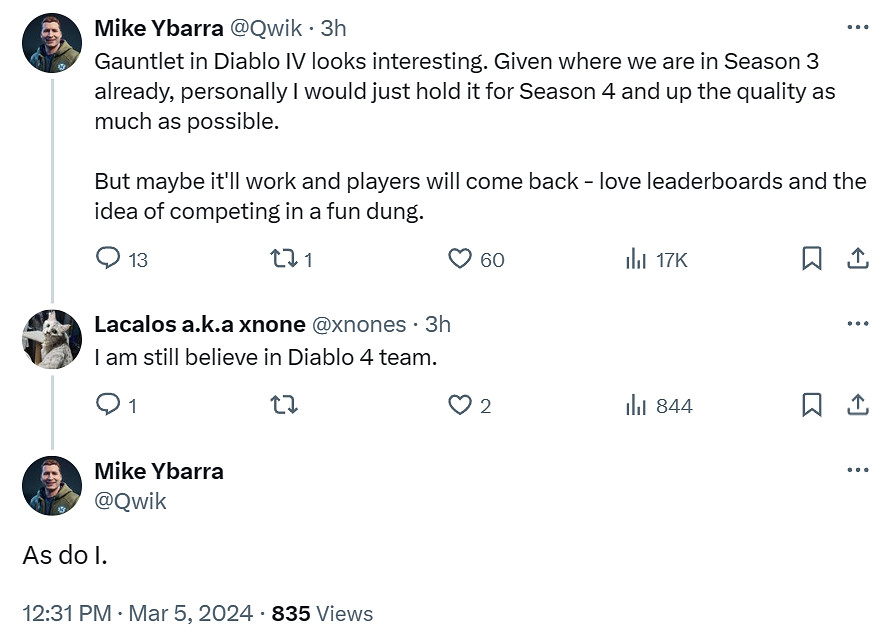 暴雪前總裁稱《暗黑4》試煉場很有趣：玩家可能會回歸