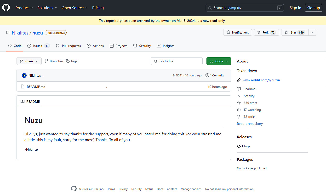 鬧劇落幕！基於Yuzu開發的NS模擬器Nuzu源碼已被清空