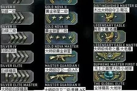 《CSGO》段位等級劃分圖一覽 《CSGO》段位等級劃分圖一覽