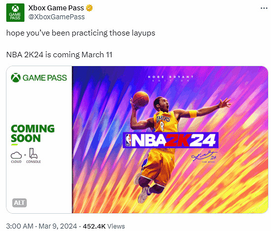 喜聞樂見 大快人心！《NBA 2K24》將於3月11日加入 Xbox Game Pass (XGP) 