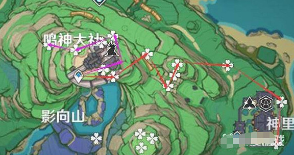 《原神》緋櫻繡球採集路線一覽 《原神》緋櫻繡球採集路線一覽